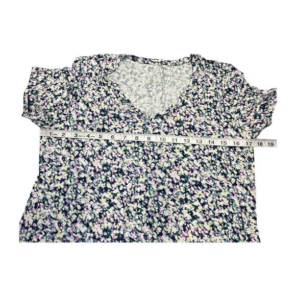 Apt. 9 Blouse Top Women Large Multi Printed Stretch V-Neck Short Sleeve Pullover - Picture 4 of 6